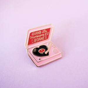 Pin's émaillé platine vinyle "Quand la musique est bonne"